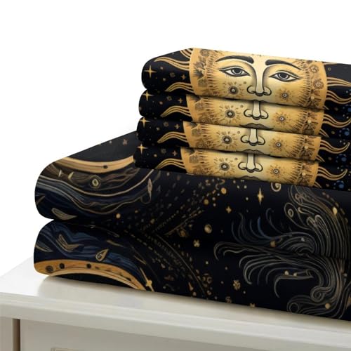 Parure de lit double 3D imprimé astrologie en microfibre douce avec fermeture éclair