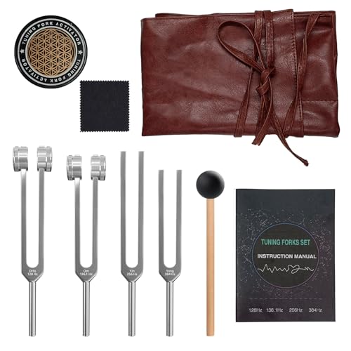Tuning Forks for Healing Set 128Hz 136.1Hz 256Hz 384Hz Aggravated and Non Aggravated Tuning Forks and Activators Essential Yoga and Meditation Accessories and Sound Therapy Equipment