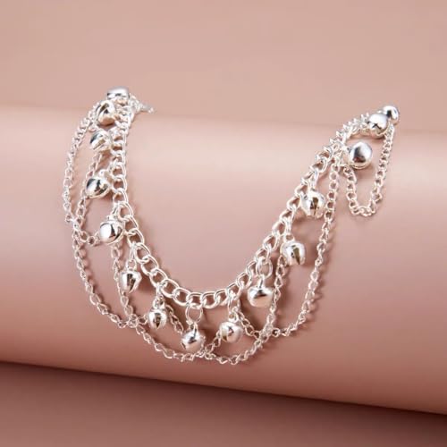 Boho Silver Bell Anklet with Adjustable Tassels for Women - Vintage Jingle Foot Chain Perfect for Summer Beach Wear - Image 2