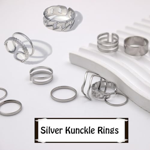 17PCS Silver Knuckle Rings for Women Stainless Steel Rings Set Midi Stackable Rings Simple Smooth Finger Rings Silver Adjustable Rings Jewelry Gift3