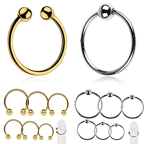 BDSMYOU Edelstahl Penisring Cockring 12 Stücke Set,6 Metall Eichelring Vorhaut Rückhaltung Penisringe & 6 Single Kugel Cockringe Metall Herren Penis Ring,Sex Spielzeug für Männer,Potenzsteigerung