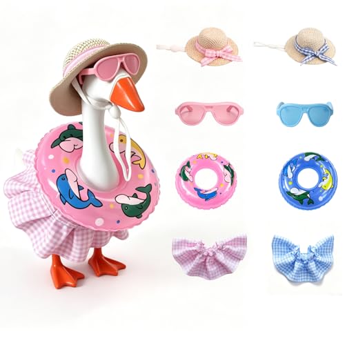 Lumithence 7 Inch Desk Goose Outfits – Funny Desk Goose Summer Outfit, Cute Holiday Clothes for Desktop Geese, Porch Geese Costumes Accessories for Desktop Duck Statues