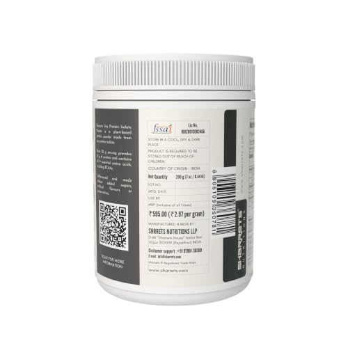Image of Sharrets Soy Protein Isolate Unflavored Powder 90%, 200g for men and women