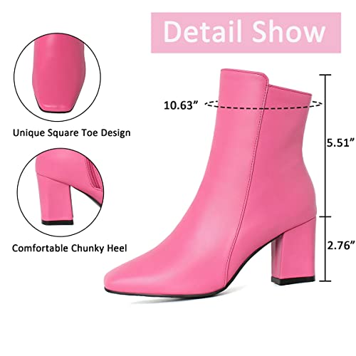 Image of Caradise Womens Chunky Block Heel Booties Zip Up Square Toe Ankle Boots