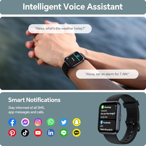 Image of Smart Watches for Women, 1.85 inch HD Smart Watch for Samsung /iPhone /Android, Fitness Tracker with 24 /7 Heart Rate /Sleep /SpO2 Monitor, Smartwatch 120+ Sports Modes 3ATM Waterproof (Jet Black, 1.8)