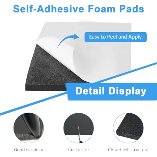 4 Stück EVA Moosgummi Platten Selbstklebend,300×200×20 mm Schwarze Schaumstoffmatten, Rutschfeste Schaumstoffplatten für Möbel, Boden, Wand, DIY-Projekte & Dekoratio