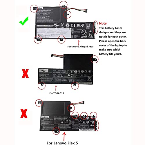 Image of L15M3PB0 11.25V 52.5Wh /4670mAh 3-Cell Laptop Battery Compatible with Lenovo IdeaPad 330S-14IKB 330S-14AST 330S-15ARR 330S-15IKB 330S-15AST Series Notebook L15L3PB0 L15C3PB1 (Type 1)