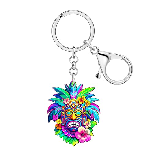 Porte-clé fleur tropicale en acrylique léger avec anneau robuste pour clés et charms