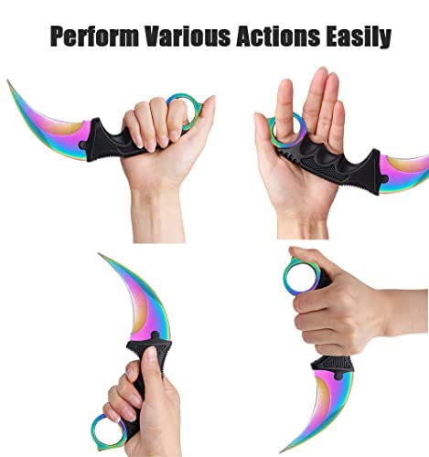 ZLIXING 2 peças de facas de karambit para treinar facas de treino sem borda com lâmina fixa e bainha