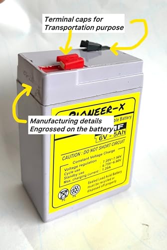 Image of 6 VOLT 5 AMPERE AGM-SMF BATTERY for toy cars, weighing machine (GREY) | calcium inside, long life rechargeable