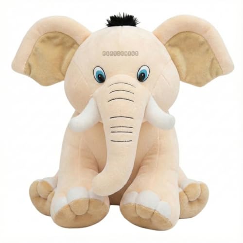 Image of Sitting Elephant Soft Toy - Beige | Super-Soft Plush Stuffed Animal for Girls Kids | Soft Stuff Toy for Kids | Ideal for Birthday Gift - 36 CM | Cute-Design & Washable