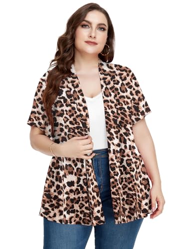 Image of LARACE Short Sleeve Cardigans for Womens Summer Tops Casual Plus Size Open Front Lightweight Cover Up