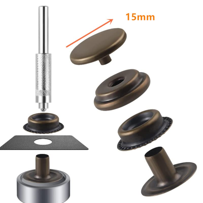 MSDADA 50 Sets Drukknopen Set, Zwarte Knop Gereedschap Metalen Bevestiging Drukknop Schroefbaar Roestvrijstalen Moeren en Bouten Set voor Kleding Leer Handwerk Jas Portefeuille Handtas (200 stuks