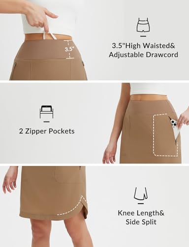 baleaf Skorts for Women 20" Golf Athletic Tennis Skirts Knee Length Pickleball Hiking Casual Skort Zipper Pockets UPF50+4