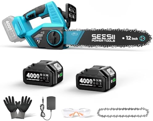 SEESII Electric Chainsaw Cordless 12-inch, Handheld Chain Saws wi...