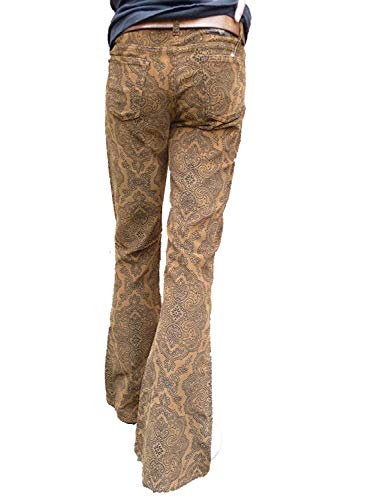 Mens Bell Bottoms Paisley Brown Flares Pants Corduroy 60s 70s Indie Mod Hippie (30 inch Waist x 30 inch Leg)3