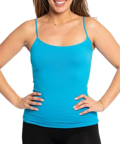 Image of Malibu Sugar Womens Camisole Tank Tops - Seamless Fitted Spaghetti Strap Cami Stretch Basic Womens Camisole for Layering XS-M