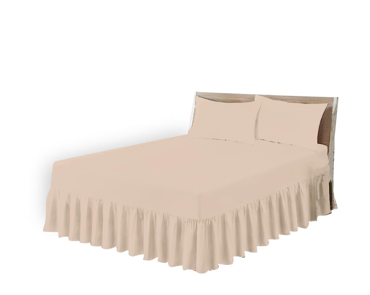 HOME ACE Latte Easy Iron Polycotton Fitted Valance Sheet for Double Bed