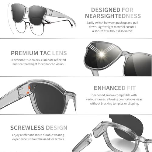 Image of GEGURI Polarized Sunglasses Fit Over Glasses for Men Women, Oversized Square Sun Glasses UV400 Protection Shades