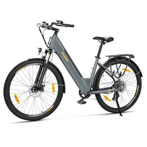 Eleglide T1 Step-Thru E-Bike, Elektrofahrrad 27.5'' Trekkingrad E-Cityrad mit 36V 13Ah Lithium-Akku bis zu 100KM Lange Range, 250W Motor, EU-konformes E Bike, LCD Display (Dunkelgrau)