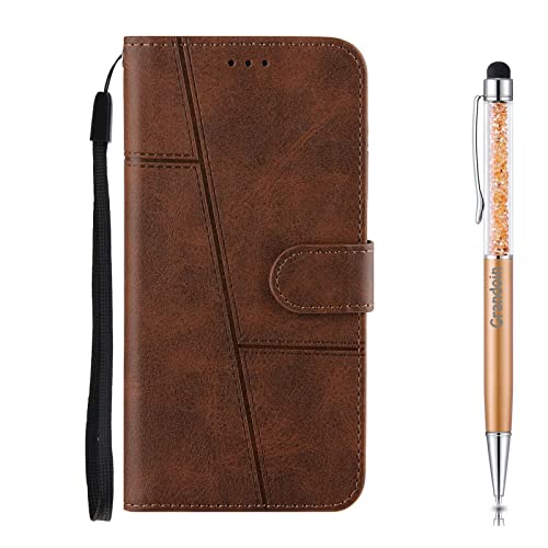 Cover per Motorola Moto s Custodia Portafoglio a Libro pelle Flip con 3 Slot per Schede Chiusura Magnetica Book Case Antiurto per Moto sMarrone