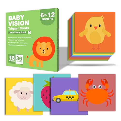 Image of Lefan New Born Baby Essentials High Contrast Black and White Vision Flash Cards 18 Cards 36 Pages Ideal Toys for 6 to 12 Months for 0 to 18 Month Babies Books (Baby Vision Cards 6-12)