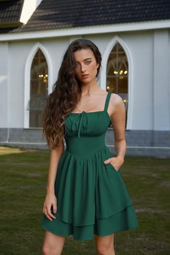 Image of Scarlet Darkness Corset Mini Dress for Women Teens 2026 Summer Ruffle Sundress Graduation Homecoming Dresses