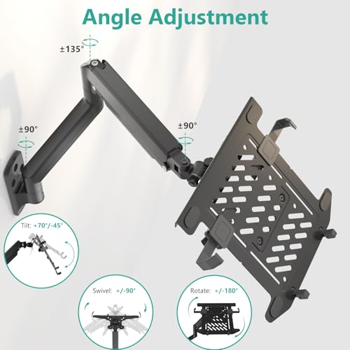 Image of WALI Laptop Wall Mount, Single Monitor Arm for 17 inch Notebook and Up to 32 inch Screen, Full Motion Adjustable Monitor Wall Mount with Laptop Tray, VESA 75x75 /100x100, Up to 15.4-22 Lbs (GSWM001LP), Black