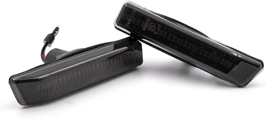 2Pcs Full LED Amber Side Marker Lights for BMW 3 Series E36 1996-1999, X5 E53 2000-2006 Smoked Lens Fender Turn Signal Light Replace OEM Side Marker lamp