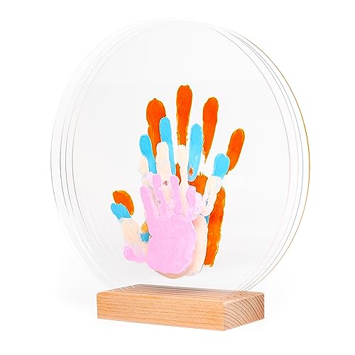 LouYou Familien Hand und Fußabdruck-Set – DIY Erinnerungsset mit 4 Plexiglasplatten – Geburtsgeschenk für Baby und Familie – Kreativset – Geschenk zur Geburt, Erinnerungen