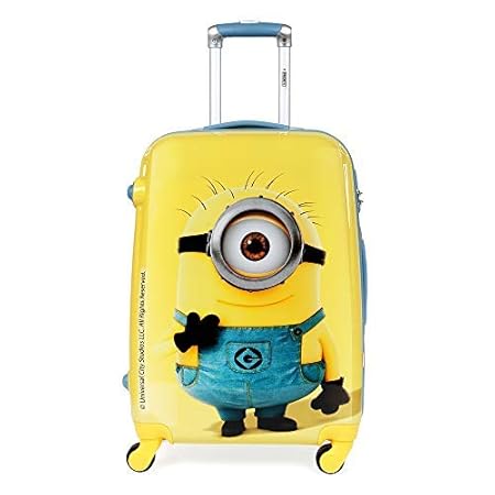 Priority Minion Carl 22 inch / 56 cm Yellow Polycarbonate Kids Trolley Bag | Travel Luggage for Boys & Girls (24458)