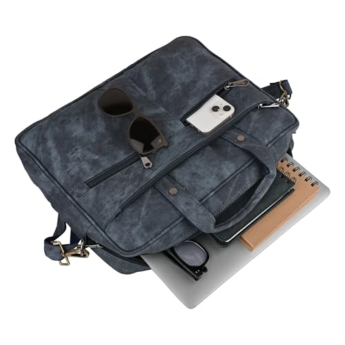 Image of FONSIE Laptop Bag 18 Inch Supports 15.6 laptop, expandable compartment with sling strap, For Men and Women Office Messenger Bag, Notebook, Tab, Macbook Handbag Slim Design PU Leather for gift.