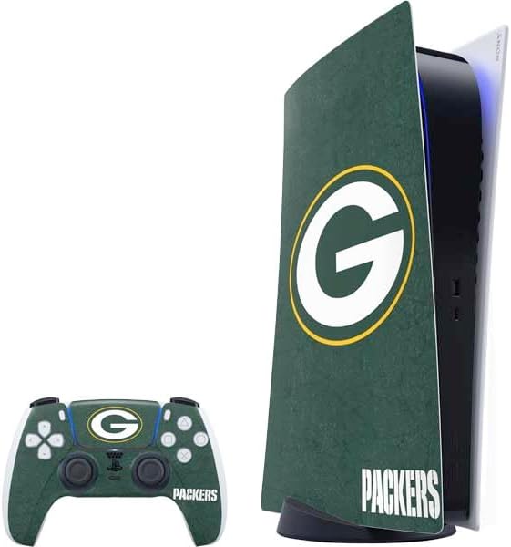 Skinit Decal Gaming Skin Compatible with PS5 Bundle - Officially Licensed NFL Green Bay Packers Black & White Design