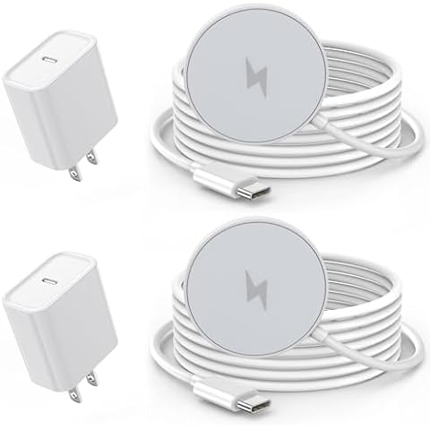 Magnetic Wireless Charger for iPhone 16 15,2Pack 6FT 15W Apple Fast Mag-Safe Charger,With 20W USB C Fast Charging Block Adapter for iPhone 16/16 Pro/Pro Max/15/14/13/Plus/Pro/Pro Max,AirPods 3/2/Pro 2 Cover