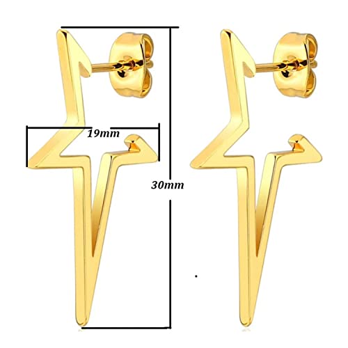 Aktully Silver Star Earrings For Women Men Vintage Punk Cross Earrings Big Star Hoop Earrings Stainless Steel Gothic Earrings For Women Men Jewelry Gifts thumb #3