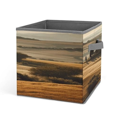 YHNNH View of Typical Tuscany Landscape Laundry Basket Foldable Storage Bins Home Organizers with Handles Decorative Fabric Blanket Storage Baskets for Living Room