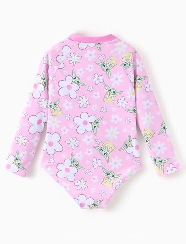 Image of Disney Frozen Stitch Princess Minnie Mouse Girls Swimsuit Long Sleeve Rashguard UPF 50 One Piece Bathing Suit Size 3M-13Y