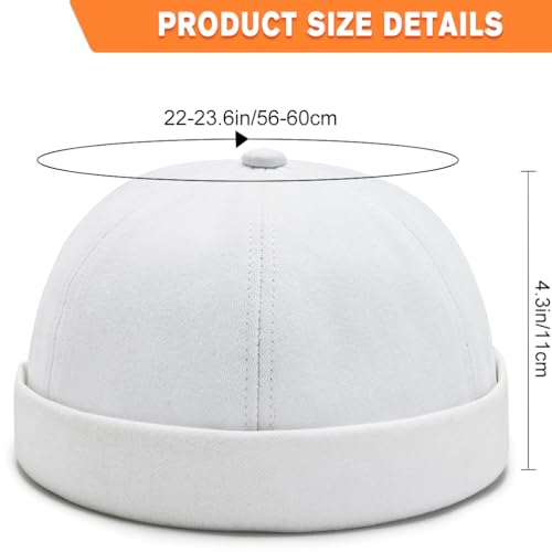 Image of 2 Pcs Mens Brimless Docker Cap Set - Retro Worker Sailor Skull Cap Beanie with Rolled Cuff