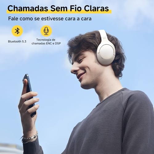 QCY H3 LITE ANC Fone de Ouvido Bluetooth, Headphone com Cancelamento de Ruido, 60 horas Reprodução (