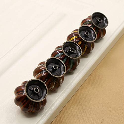 Miniatura 7 de Juego de 6 pomos de cerámica con pomos coloridos y asas de calabaza para armarios, armarios de cocina y baño, persianas (naranja leopardo)