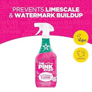 The Pink Stuff Miracle Daily Shower & Shine Spray – 30oz Bathroom Cleaner for Glass, Tile, Mirrors & Chrome – Prevents Soap Scum & Watermarks – No Rinse Spray & Leave Formula