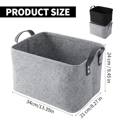 2er Pack Aufbewahrungskörbe, Filzkorb Groß Filzbox Aufbewahrung Filztasche mit 2 Weichen Griffen für Kleidung Accessoires Handtücher und Kinderspielzeug Aufzubewahre