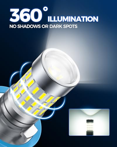Image of Marsauto H11 H8 Led Fog Light Bulbs or DRL, 10,000 Lumens 6000K White, 48 Chips Fog Lights, H11 Led Bulb 1:1 Mini Size H11 /H8 /H16 Led Fog Lights, 360 Illumination, (Clear Lens Side Marker)