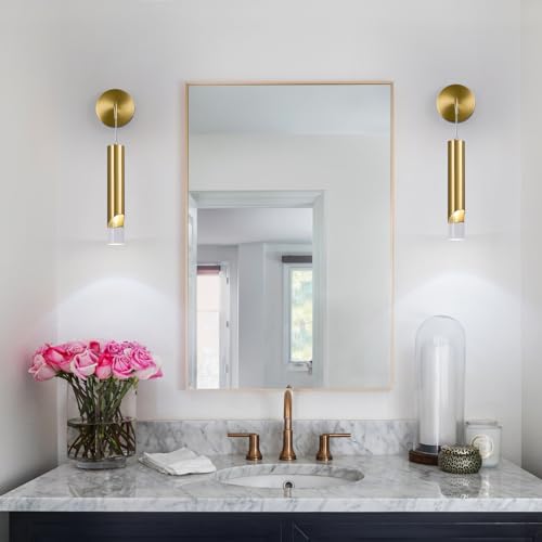 Image of Gold Wall Sconces Set of Two Modern LED Wall Lights Acrylic Wall Lighting Bathroom Vanity Light Fixture Indoor Wall Fixture for Bedroom Bedside Living Room Corridor Hallway