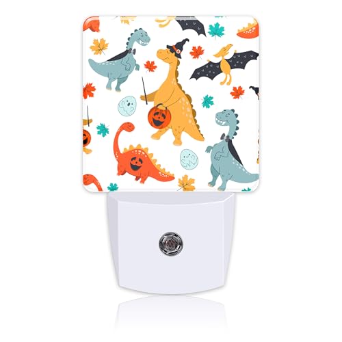 Image of Halloween Cute Dinosaur Night Light for Kids, LED Night Light Plug into Wall with Dusk to Dawn Sensor for Girls Boys Women Men Room Decor, Hallway, Kitchen, Bathroom, Nursery, Stairs