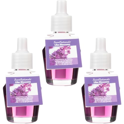 Scentsationals Fragrance Oil Plug In Air Freshener Refills 3-Pack - Lilac Blossoms - Compatible with ScentSationals & Fusion Diffusers, Long-Lasting Home Fragrance, 0.8 fl oz Each