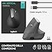 immagine 7Logitech MX Mouse Verticale Wireless Ergonomico, Multi-Dispositivo, Bluetooth o 2.4 GHz Ricevitore USB Unifying, Rilevamento Ottico Avanzato 4000 DPI, 4 Pulsanti, Ricarica Rapida, PC/Mac/iPadOS, Nero