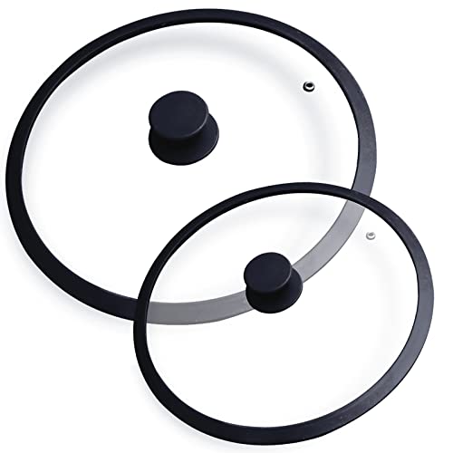 10.25 &12 Inch Glass Lid For Cast Iron Skillets Frying Pans, 26 & 30Cm Tempered Lids For Dutch Ovens, 10.25/12 In Pan Cover With Silicone Rim For Stainless Steel Stock Pots, Heat Resistant Handle #TOP25