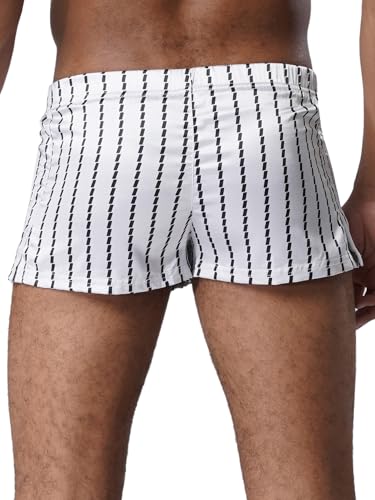 Vxuxlje Men's Satiny Striped Swim Trunks Elastic Waistband Boxer Shorts Underwear Loungewear3