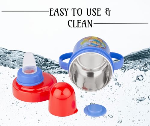 Image of Zerya Hippo Stainless Steel Baby Spout Sipper Cup for Kids /Toddler with Soft Silicone 250 ML (Blue)
